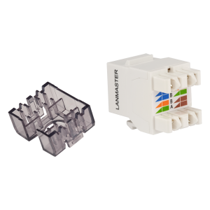 Keystone module, RJ45, category 5E, UTP, 180 degrees, with built-in shutter